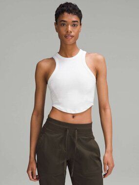 🔥 EUC LULULEMON Hold Tight Cropped Tank Top : SIZE 6 : White 🔥